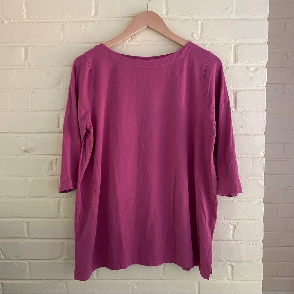 J. Jill Luxe Supima 3/4 Sleeve Tunic Plum Pink Size Petite Medium Cotton Blend